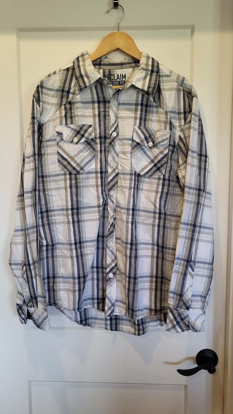 Reclaim Athletic Fit Plaid Button Down Western Style Shirt XL
